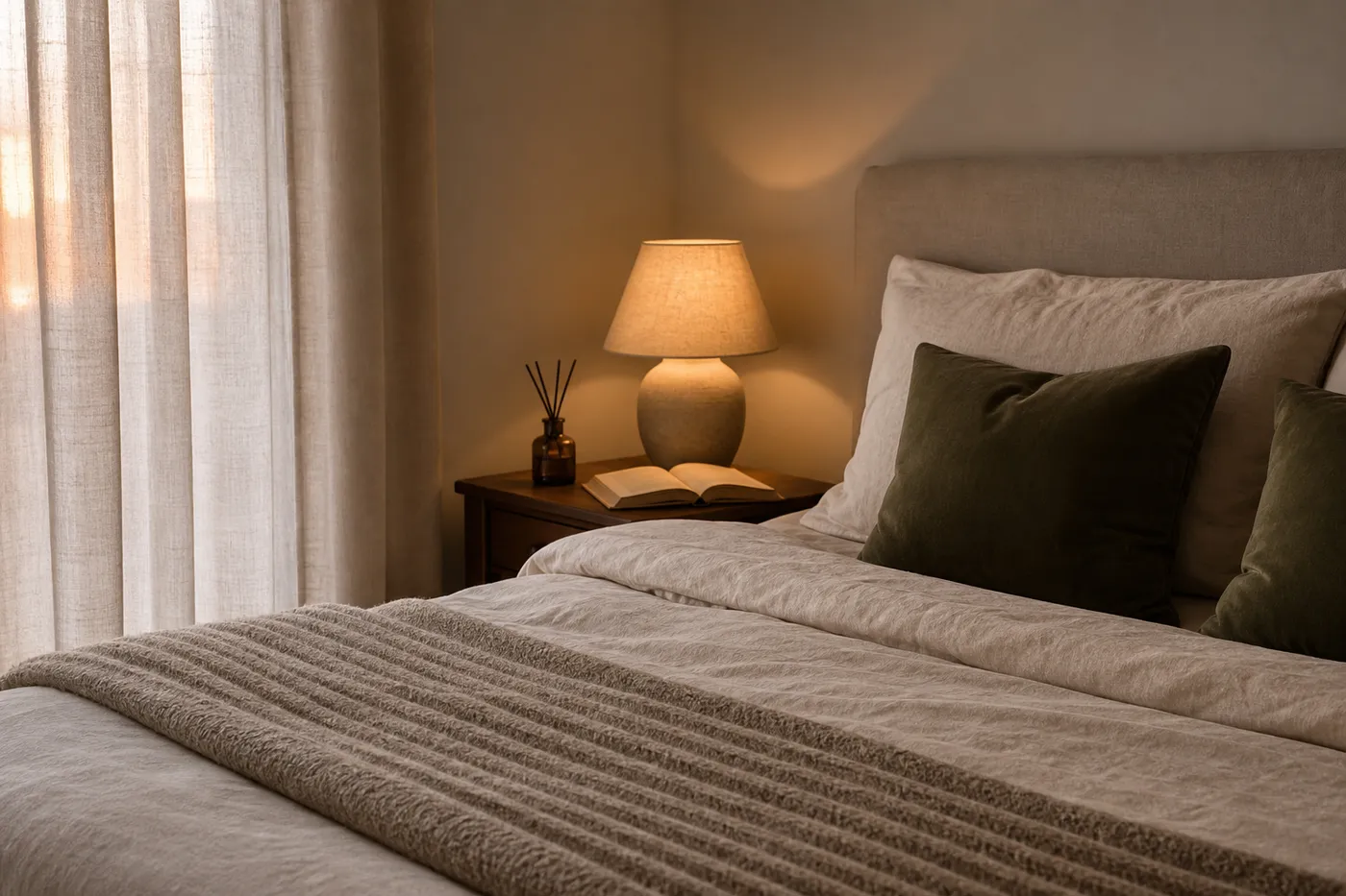 La chambre apaisante : superposer textile, lumière et parfum