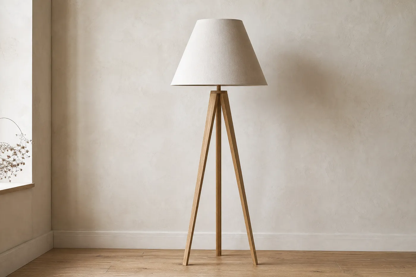 Édition Lampadaire Trépied Bois & Lin — Série 13